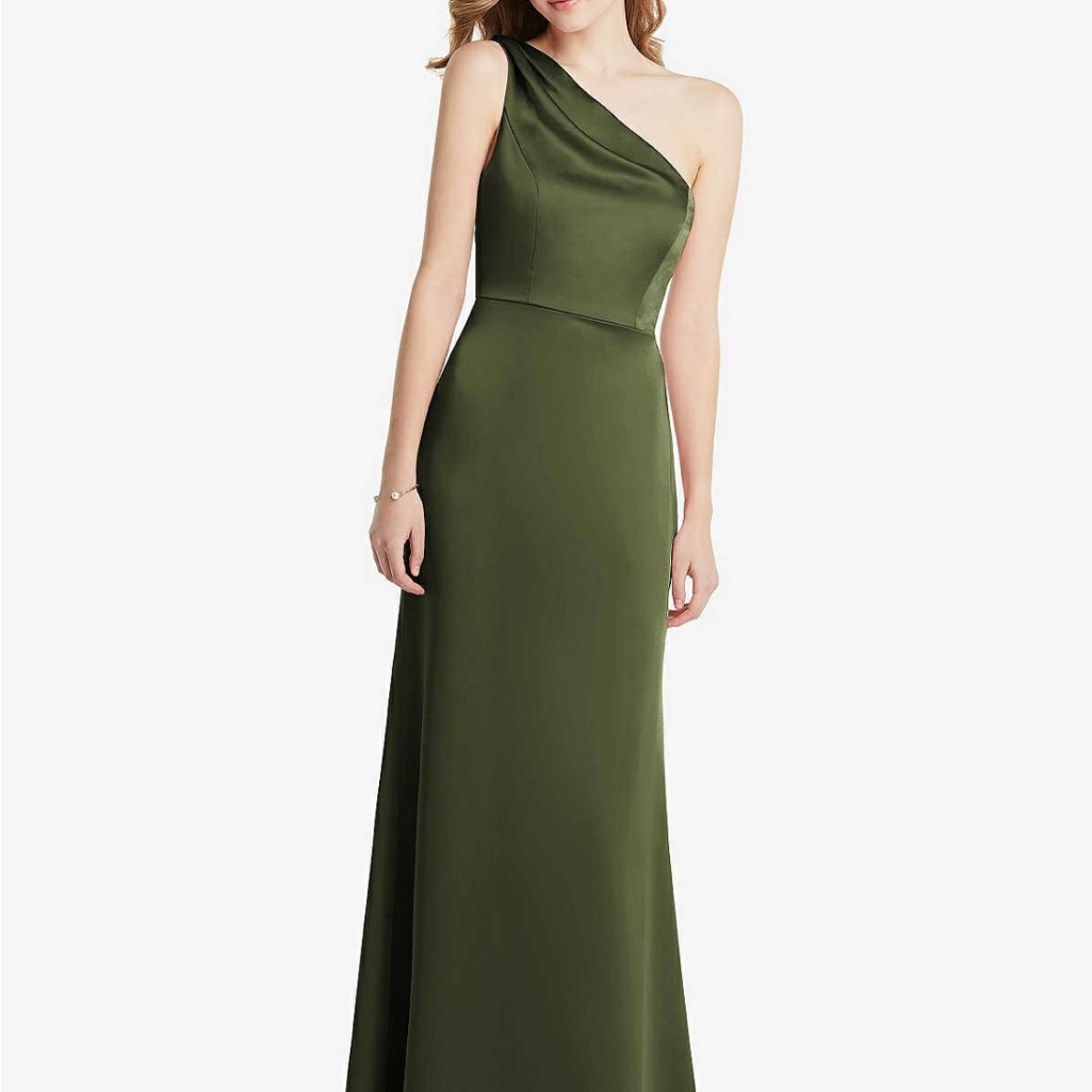 Chic One-Shoulder Olive Bridesmaid Dress